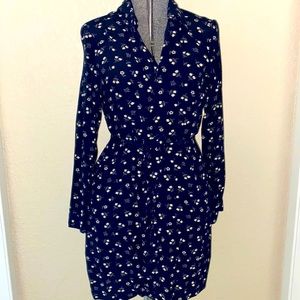 Navy floral shirt dress